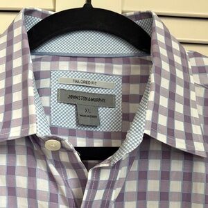 Johnson and Murphy Tailored fit Lavender Plaid Button Down Shirt